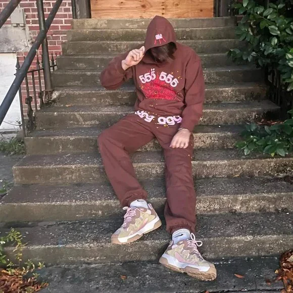 $329 Sp5der Young Thug Worldwide Angel Number 555 Unisex HoodieBrownXL